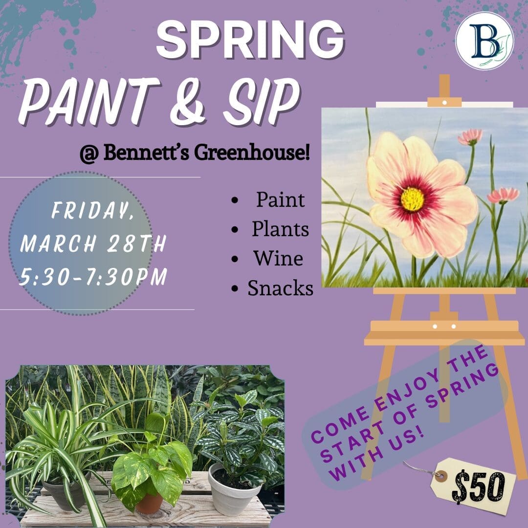 Spring paint & sip event, March 28th.