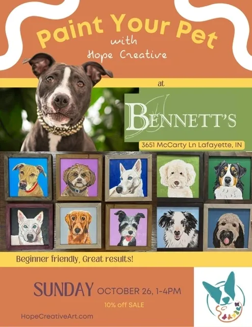 Paint Your Pet class hosted by Bennett's Greenhouse on October 27.